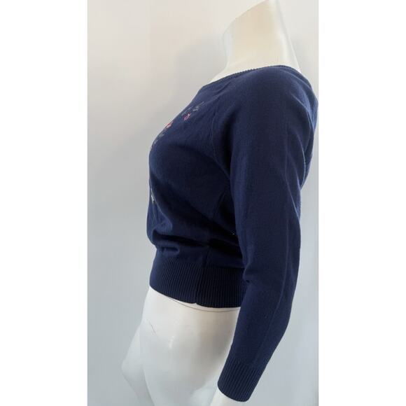 NWT Torrid Navy Heart Butterfly LS Sweater Size 0(12) VALENTINE - Picture 3 of 6